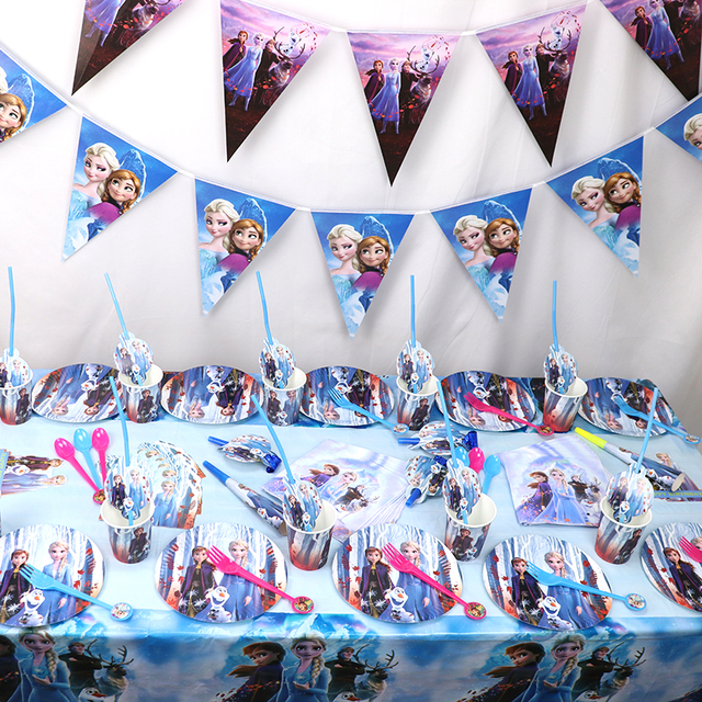 Jednorazowe zastawy stołowe Księżniczka Frozen 2 dla dzieci - torba prezentowa, dekoracje i kubki - Wianko - 1