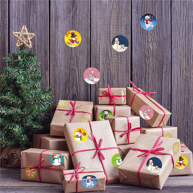Rolka 500 sztuk naklejek dekoracyjnych świątecznych z motywem bałwanka - prezent dla dzieci, wystrój nowego roku - Wianko - 10