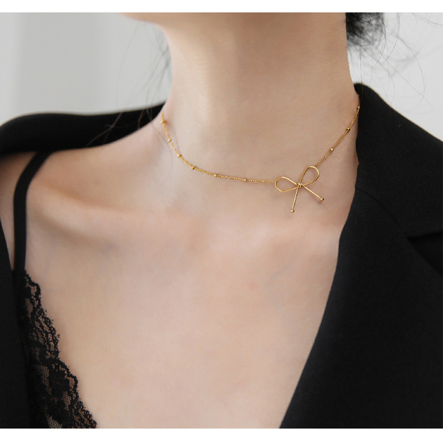 Naszyjnik łańcuchowy YUN RUO Trend z wisiorkiem w kształcie złotego łuku, biżuteria ze stali tytanowej, hipoalergiczna elegance - Wianko - 15