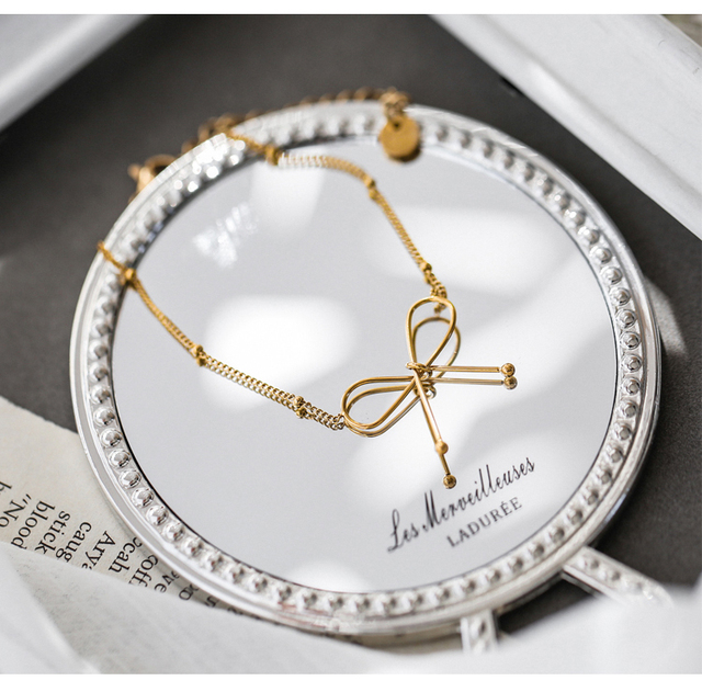 Naszyjnik łańcuchowy YUN RUO Trend z wisiorkiem w kształcie złotego łuku, biżuteria ze stali tytanowej, hipoalergiczna elegance - Wianko - 10