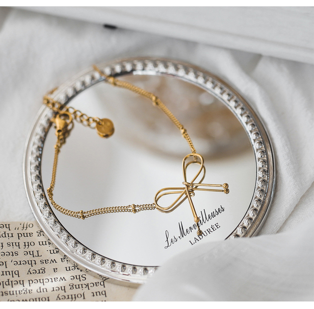 Naszyjnik łańcuchowy YUN RUO Trend z wisiorkiem w kształcie złotego łuku, biżuteria ze stali tytanowej, hipoalergiczna elegance - Wianko - 17