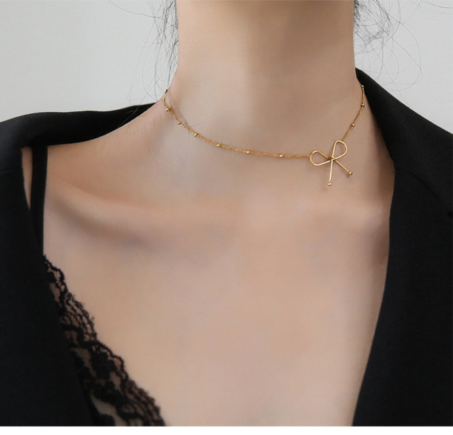 Naszyjnik łańcuchowy YUN RUO Trend z wisiorkiem w kształcie złotego łuku, biżuteria ze stali tytanowej, hipoalergiczna elegance - Wianko - 4