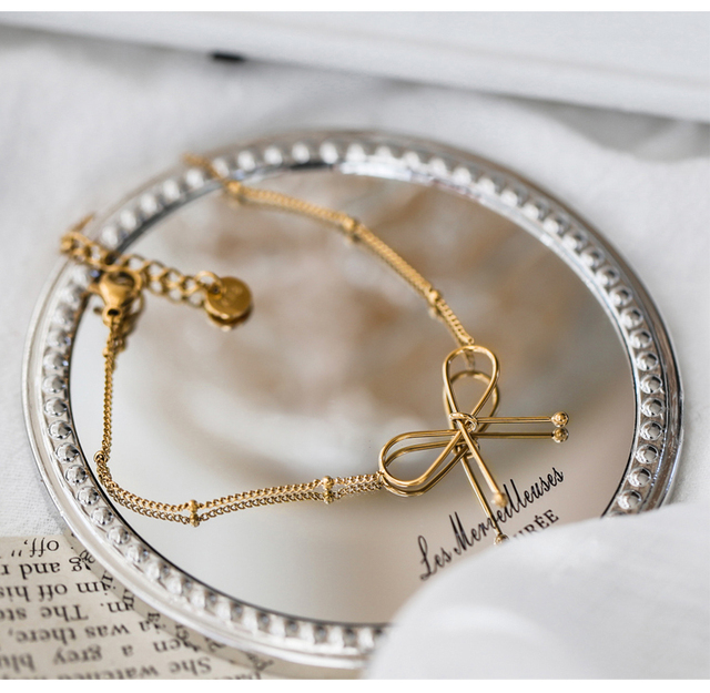Naszyjnik łańcuchowy YUN RUO Trend z wisiorkiem w kształcie złotego łuku, biżuteria ze stali tytanowej, hipoalergiczna elegance - Wianko - 9