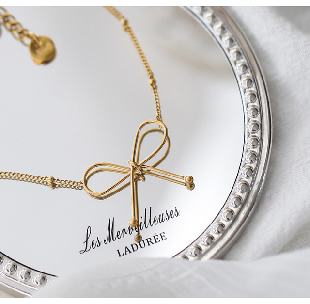 Naszyjnik łańcuchowy YUN RUO Trend z wisiorkiem w kształcie złotego łuku, biżuteria ze stali tytanowej, hipoalergiczna elegance - Wianko - 18