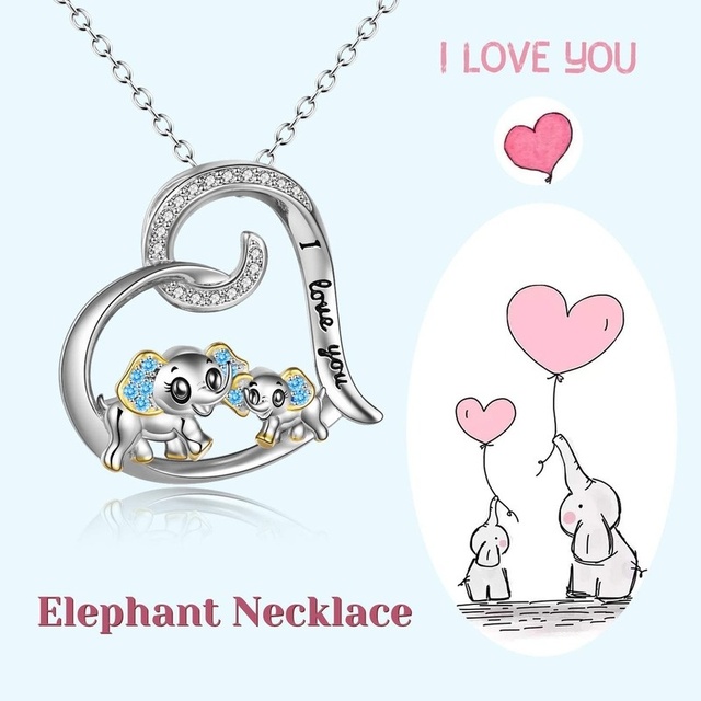 Naszyjnik Klasyczny Dumbo - Matka i Dziecko słoń, delikatny wisiorek dziewczyny, prezent miłości - Wianko - 4