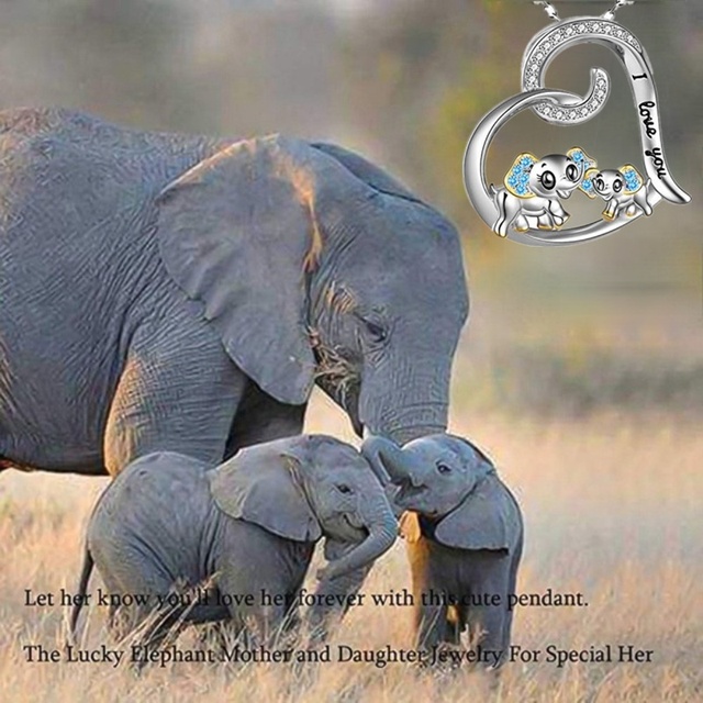 Naszyjnik Klasyczny Dumbo - Matka i Dziecko słoń, delikatny wisiorek dziewczyny, prezent miłości - Wianko - 5