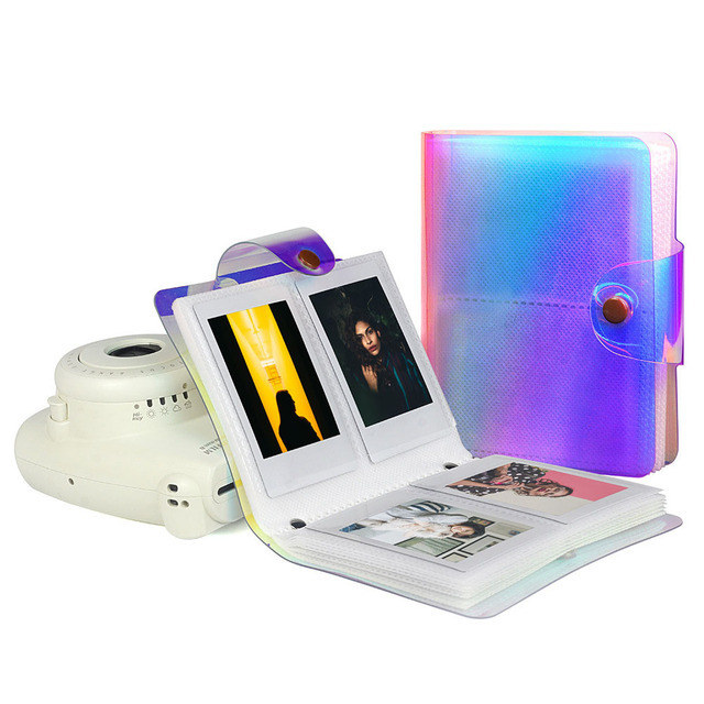 Album fotograficzny Instax Mini Laser holograficzny 64 kieszenie 3 Cal dla aparatu Fujifilm Instax Mini 9 8 7s 90 70 z personalizowaną etykietą, imienną książką - Wianko - 1