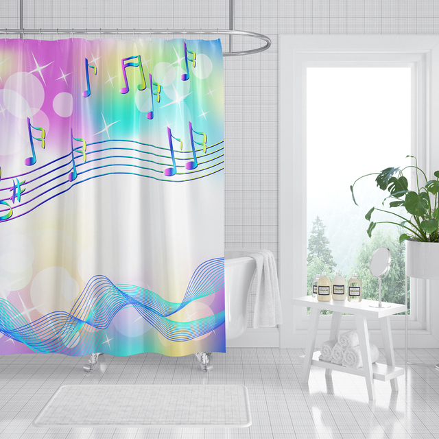 Nuta zasłona prysznicowa czarno-białe tło wodoodporna poliestrowa dekoracja łazienki - Wianko - 13