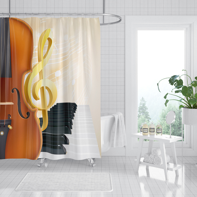 Nuta zasłona prysznicowa czarno-białe tło wodoodporna poliestrowa dekoracja łazienki - Wianko - 9