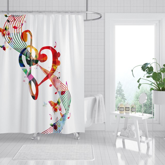 Nuta zasłona prysznicowa czarno-białe tło wodoodporna poliestrowa dekoracja łazienki - Wianko - 4