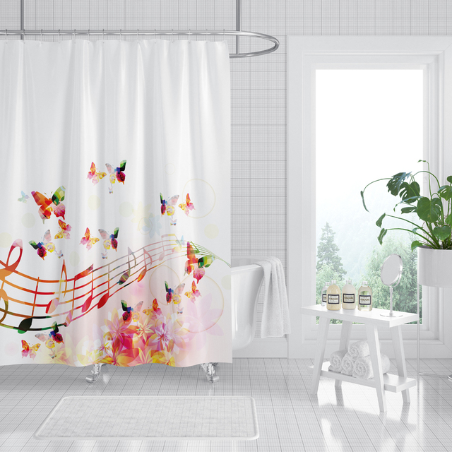 Nuta zasłona prysznicowa czarno-białe tło wodoodporna poliestrowa dekoracja łazienki - Wianko - 10