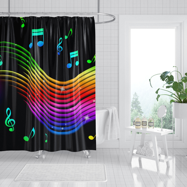 Nuta zasłona prysznicowa czarno-białe tło wodoodporna poliestrowa dekoracja łazienki - Wianko - 17