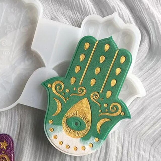 Amulet Palm 83XC - przezroczysta żywica epoksydowa w formie Hamsa, DIY, narzędzia do odlewania w formie tacki na dania i dekoracje - kategoria: Narzędzia jubilerskie - Wianko - 2