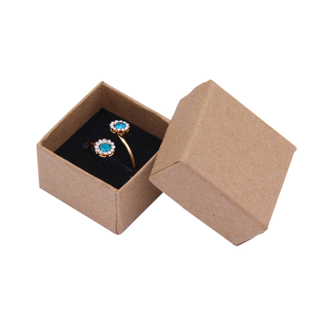 Pudełko na pierścionek Kraft, 4x4x3cm, 24 sztuki, wysokiej jakości, organizator biżuterii - Wianko - 1