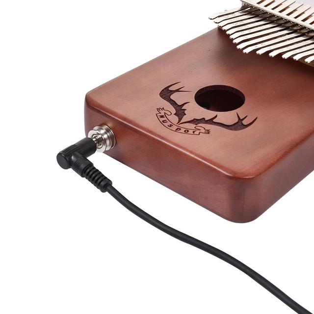 Kalimba mahoń 17 klawiszy EQ z elektrycznym Pickup Tune, idealna do nauki muzyki, z młotkiem - Wianko - 40