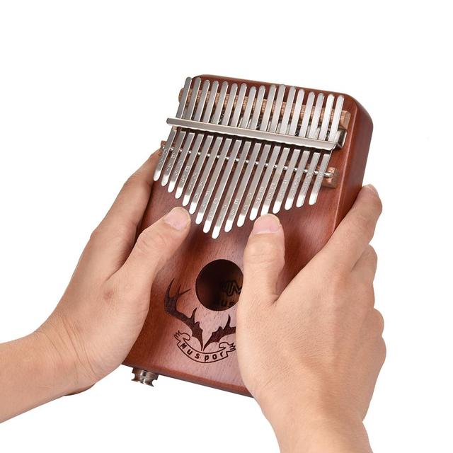 Kalimba mahoń 17 klawiszy EQ z elektrycznym Pickup Tune, idealna do nauki muzyki, z młotkiem - Wianko - 39