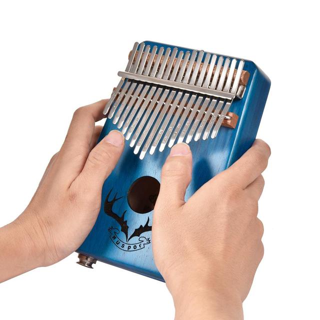 Kalimba mahoń 17 klawiszy EQ z elektrycznym Pickup Tune, idealna do nauki muzyki, z młotkiem - Wianko - 27