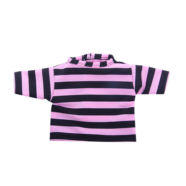 Ubranka dla lalki - różnorodne jednokolorowe koszulki w paski (18 Cal) - Wianko - 9