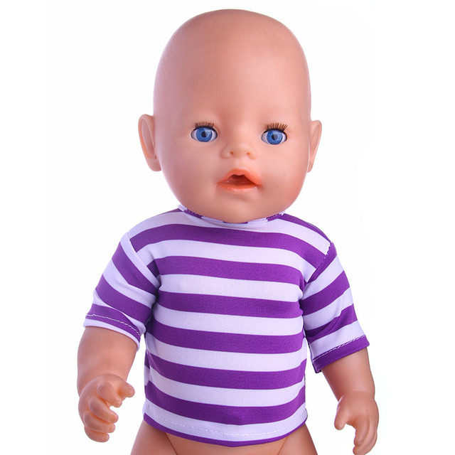 Ubranka dla lalki - różnorodne jednokolorowe koszulki w paski (18 Cal) - Wianko - 25