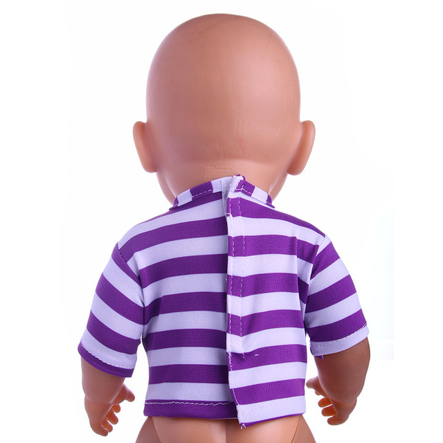 Ubranka dla lalki - różnorodne jednokolorowe koszulki w paski (18 Cal) - Wianko - 27