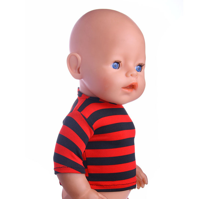 Ubranka dla lalki - różnorodne jednokolorowe koszulki w paski (18 Cal) - Wianko - 67