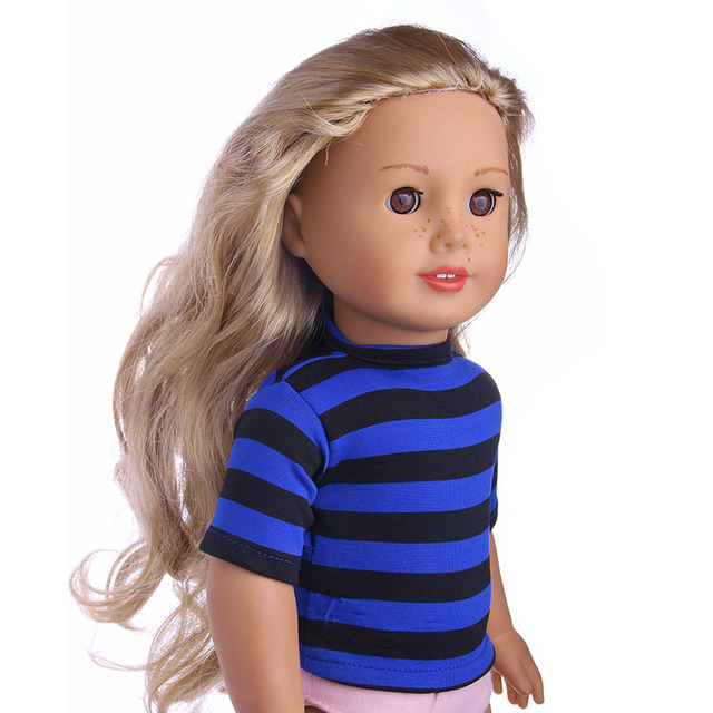 Ubranka dla lalki - różnorodne jednokolorowe koszulki w paski (18 Cal) - Wianko - 30