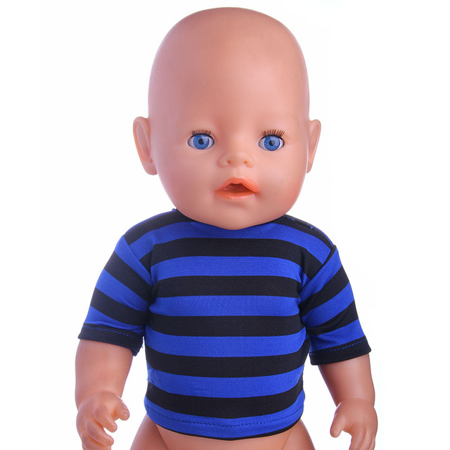 Ubranka dla lalki - różnorodne jednokolorowe koszulki w paski (18 Cal) - Wianko - 31