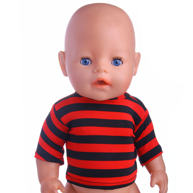 Ubranka dla lalki - różnorodne jednokolorowe koszulki w paski (18 Cal) - Wianko - 66