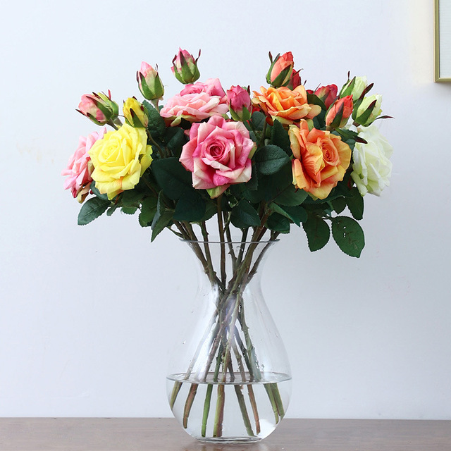 Róża jedwabna 47cm - sztuczny kwiat w kolorach: biały, żółty, różowy, czerwony - Wianko - 5