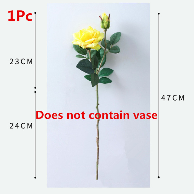 Róża jedwabna 47cm - sztuczny kwiat w kolorach: biały, żółty, różowy, czerwony - Wianko - 3