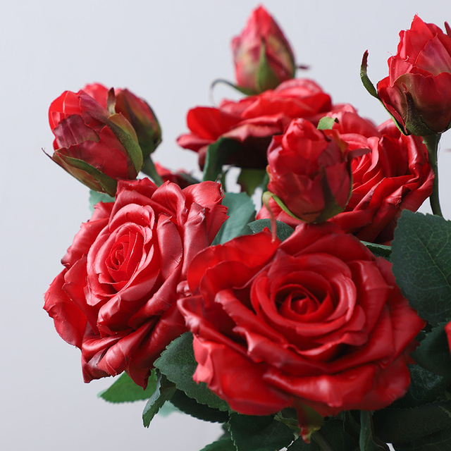 Róża jedwabna 47cm - sztuczny kwiat w kolorach: biały, żółty, różowy, czerwony - Wianko - 9