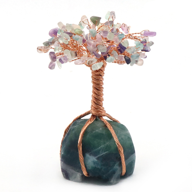 Hurtownie kolorowy kryształ surowa ruda drut miedziany żwir Ornament uzdrawiający dekoracyjne biżuteria domu - Drzewo Życia - Wianko - 11