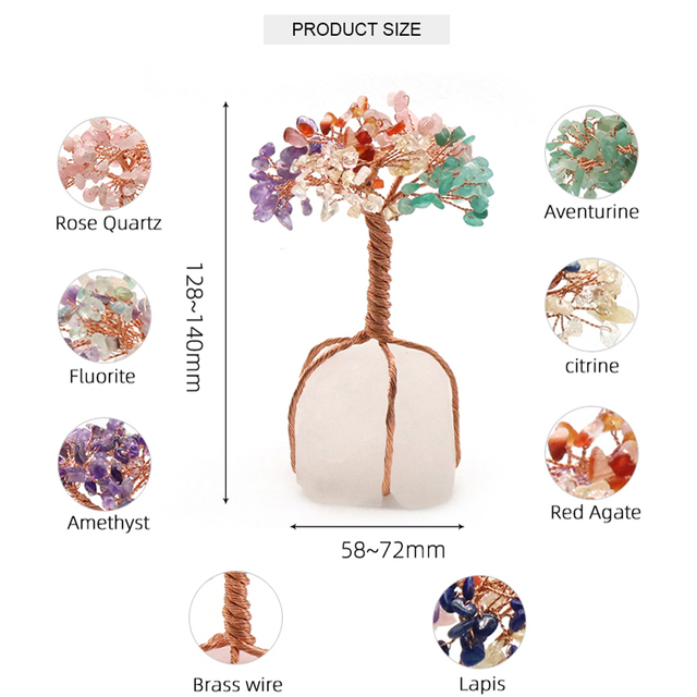 Hurtownie kolorowy kryształ surowa ruda drut miedziany żwir Ornament uzdrawiający dekoracyjne biżuteria domu - Drzewo Życia - Wianko - 1