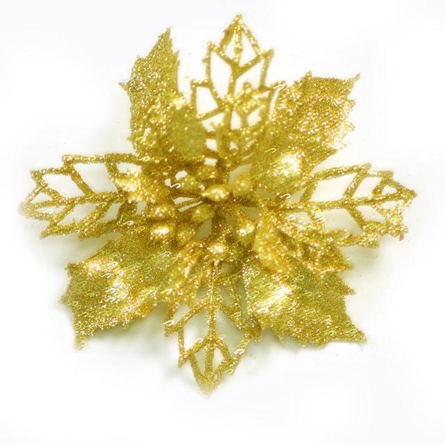 Sztuczny kwiat brokat wesołych świąt - 1/5 sztuk, dekoracje bożonarodzeniowe, prezent nowy, marki Year - Wianko - 6