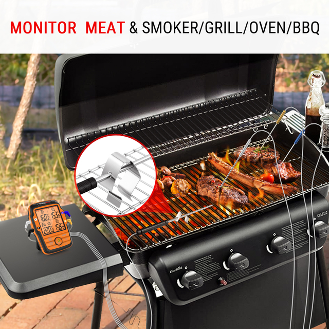 ThermoPro TP27C - cyfrowy termometr kuchenny z 4 sondami do mięsa, piekarnika, grilla i rybowania z podświetleniem - Wianko - 3