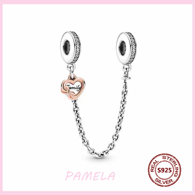 Pandora bransoletka z PAMELA 925 srebrnym łańcuchem bezpieczeństwa, zdobiona gwiazdą kwiatu - prezent na Boże Narodzenie, biżuteria DIY - Wianko - 7