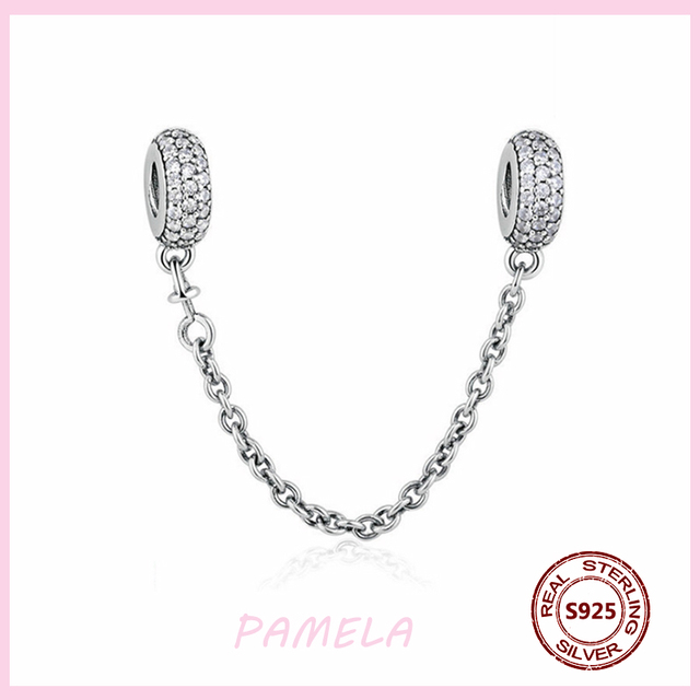 Pandora bransoletka z PAMELA 925 srebrnym łańcuchem bezpieczeństwa, zdobiona gwiazdą kwiatu - prezent na Boże Narodzenie, biżuteria DIY - Wianko - 5