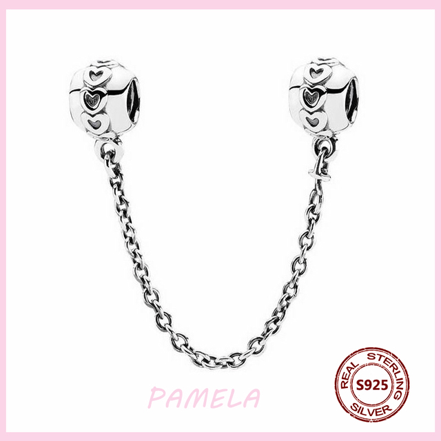 Pandora bransoletka z PAMELA 925 srebrnym łańcuchem bezpieczeństwa, zdobiona gwiazdą kwiatu - prezent na Boże Narodzenie, biżuteria DIY - Wianko - 6