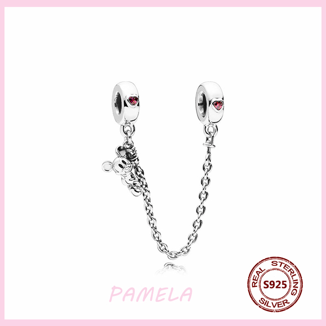 Pandora bransoletka z PAMELA 925 srebrnym łańcuchem bezpieczeństwa, zdobiona gwiazdą kwiatu - prezent na Boże Narodzenie, biżuteria DIY - Wianko - 4