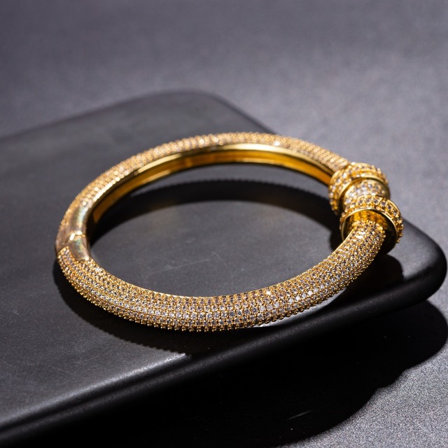 Wieżowa bransoletka mankiet dla kobiet na ślub z kryształami cubic zirconia w stylu luksusowym - HB04 - Wianko - 6