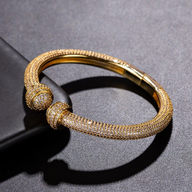 Wieżowa bransoletka mankiet dla kobiet na ślub z kryształami cubic zirconia w stylu luksusowym - HB04 - Wianko - 5