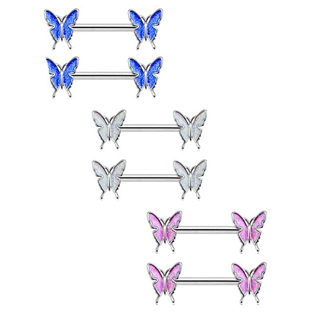 Motyl brzana sutek - para uroczych pierścieni ze stali nierdzewnej do piercingu sutków - Wianko - 2