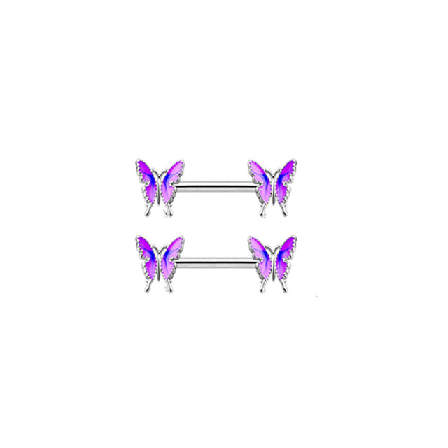 Motyl brzana sutek - para uroczych pierścieni ze stali nierdzewnej do piercingu sutków - Wianko - 3