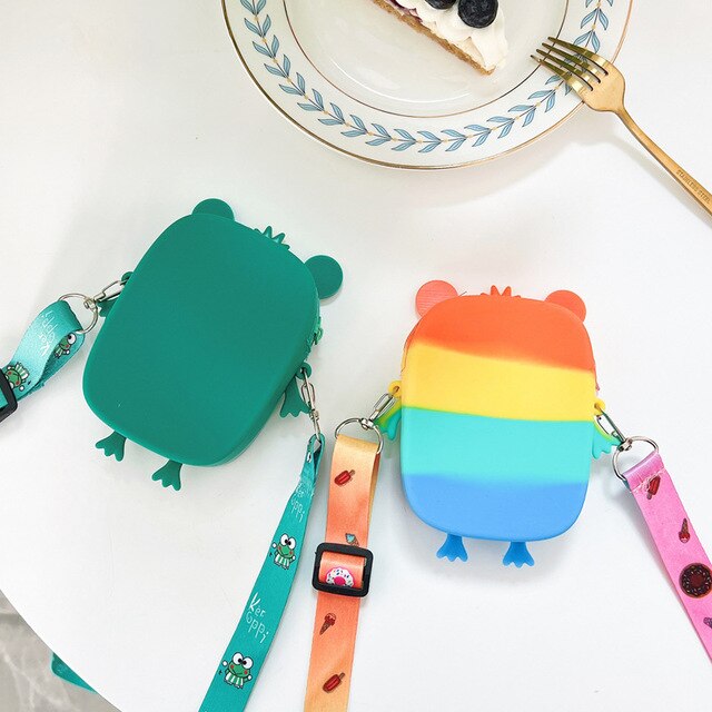 Antystresowy portfel damska torebka Push Bubble Rainbow Frog Coin z motywem zabawki spinner, prosta i modna dla dzieci - Wianko - 4