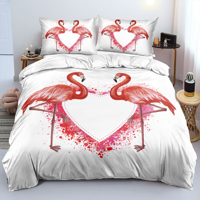 Zestaw pościeli Flamingo 3D Design czarna kołdra + osłona na poduszkę, rozmiar król królowa Super szersze 160x200cm - Wianko - 10