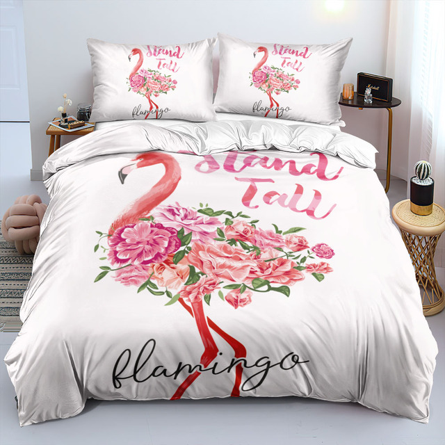 Zestaw pościeli Flamingo 3D Design czarna kołdra + osłona na poduszkę, rozmiar król królowa Super szersze 160x200cm - Wianko - 13