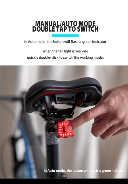 Oświetlenie tylne roweru Smart Auto LED - wykrywanie hamulca, wodoodporne, ładowane, akcesoria oświetleniowe - Wianko - 4