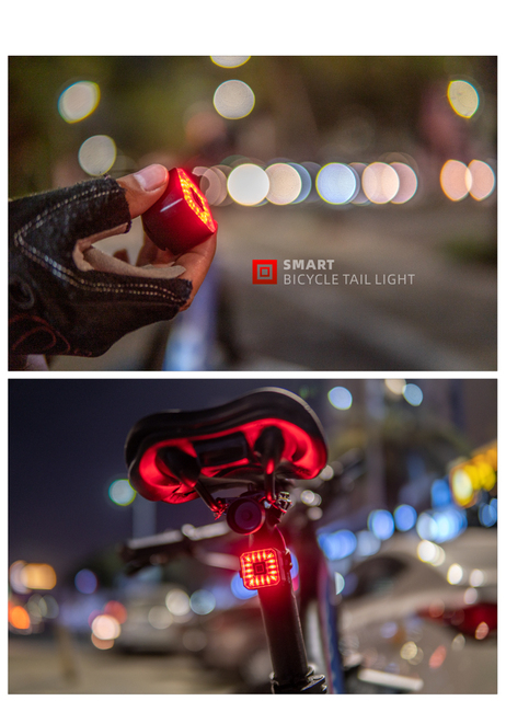 Oświetlenie tylne roweru Smart Auto LED - wykrywanie hamulca, wodoodporne, ładowane, akcesoria oświetleniowe - Wianko - 15