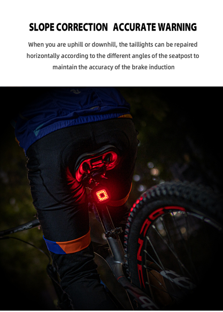 Oświetlenie tylne roweru Smart Auto LED - wykrywanie hamulca, wodoodporne, ładowane, akcesoria oświetleniowe - Wianko - 6