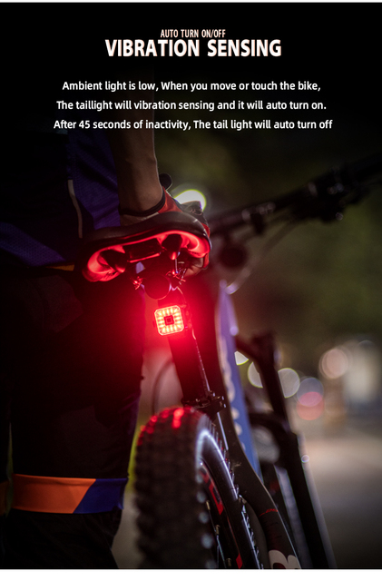 Oświetlenie tylne roweru Smart Auto LED - wykrywanie hamulca, wodoodporne, ładowane, akcesoria oświetleniowe - Wianko - 7